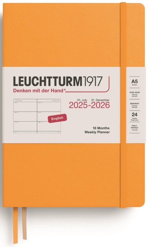 neuveden: Weekly Planner 2026 Medium (A5) 18 Months Rising Sun