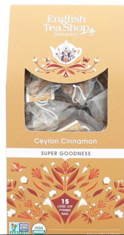neuveden: English Tea Shop Čaj Cejlonská skořice bio, 15 pyramidek