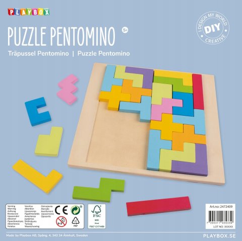 -: Playbox Puzzle Pentomino, dřevěné