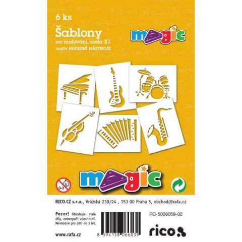 neuveden: MAGIC papír šablony na malování HUDEBNÍ