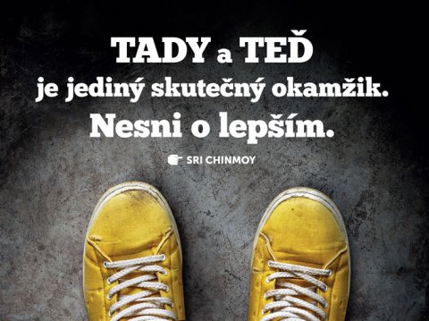 Chinmoy Sri: Plechová cedulka - Tady a teď je jediný skutečný okamžik. Nesni o lepším