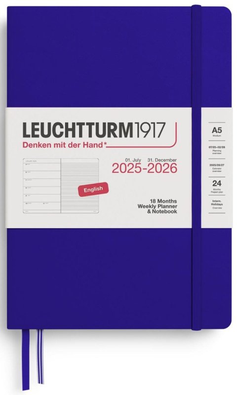 neuveden: Weekly Planner & Notebook 2026 Medium (A5) 18 Months Ink