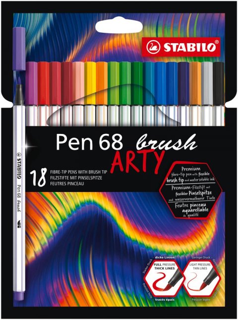 neuveden: Fixa STABILO Pen 68 brush sada 18 ks v pouzdru