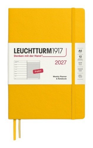 -: Týdenní plánovač & Zápisník Sunflower, Medium A5 2027, anglicky
