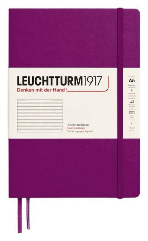 : Zápisník Leuchtturm1917 A5 tvrdé desky Burgundy linkovaný