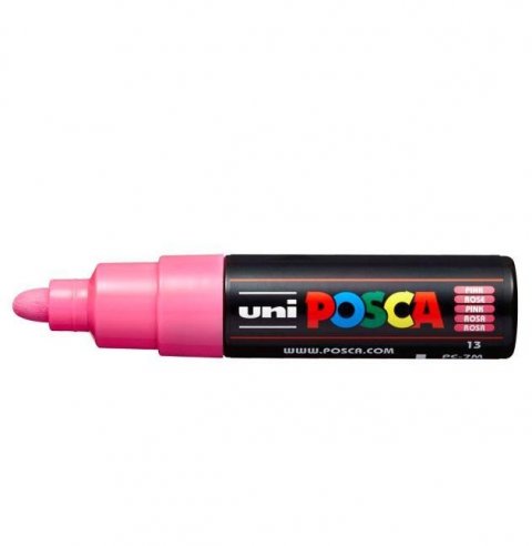 neuveden: Posca akrylový popisovač PC-7M, 4,5 - 5,5 mm, růžová (s kulatým silným hrot