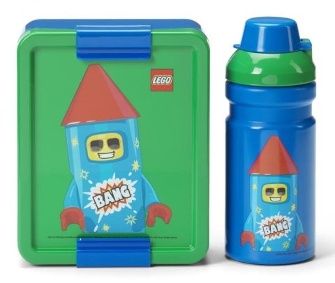 neuveden: LEGO Rocket svačinový set (láhev a box) - modrá/zelená