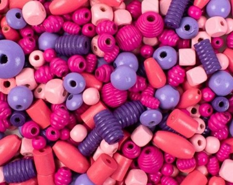 neuveden: Korálky dřevěné růžovo-fialové big 450 ks