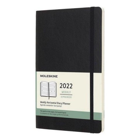 neuveden: Moleskine Horizontální diář 2022 černý L, měkký, tvrdý
