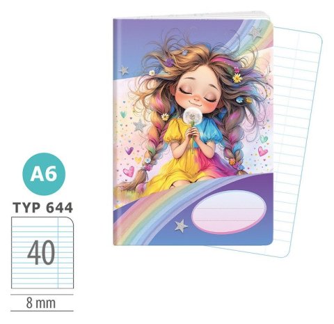 : Školní sešit A6, 40 listů, typ 644 Rainbow Ella