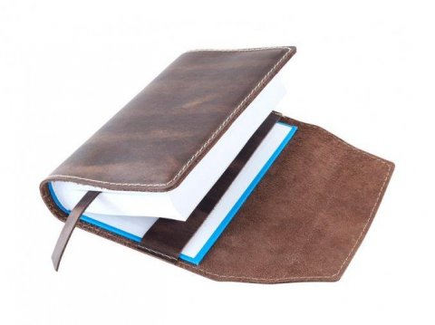 neuveden: Variabilní kožený obal na knihu se záložkou - kůže Pull up Braun