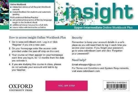 Roberts Rachael: Insight Upper Intermediate Online Workbook & Online Practice (Access Code C