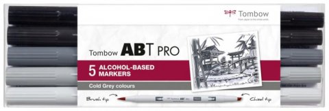 neuveden: Tombow Oboustranný lihový fix ABT PRO - Cold Gray colors 5 ks