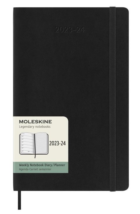 neuveden: Moleskine Zápisník plánovací 18 měsíční 2023-24 měkký černý L