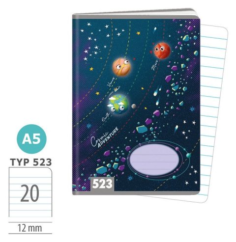 : Školní sešit A5, 20 listů, typ 523 Cosmic adventure