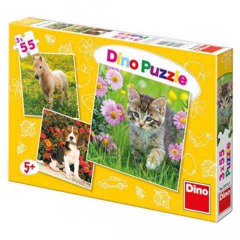 neuveden: Zvířátka na zahradě - Puzzle 3x55 dílků