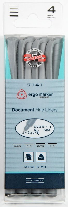 neuveden: Koh-i-noor popisovač jemný fine liner 7141 0,25mm/ 4ks