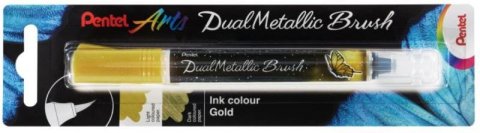 neuveden: Pentel Dual Metallic Brush štětečkový popisovač - zlatý