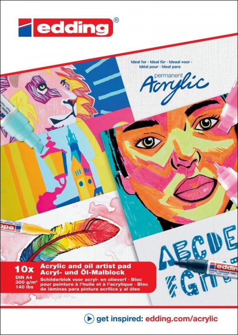 neuveden: Edding Blok pohlednic Acrylic A4, 10 listů, bílý neuveden: Edding Blok pohlednic Acrylic A4, 10 listů, bílý