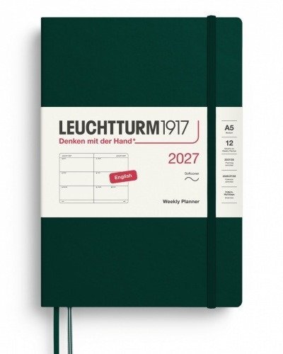 -: Týdenní plánovač Forest Green, Medium A5 2027, Softcover,English