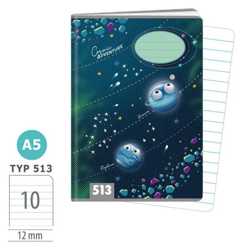 : Školní sešit A5, 10 listů, typ 513 Cosmic adventure