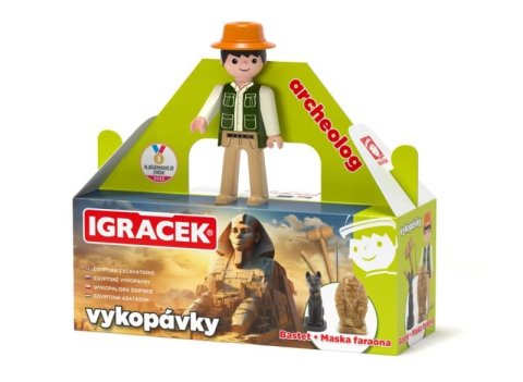 neuveden: Igráček Archeolog - figurka s egyptskými vykopávkami masky faraona a sošky neuveden: Igráček Archeolog - figurka s egyptskými vykopávkami masky faraona a sošky
