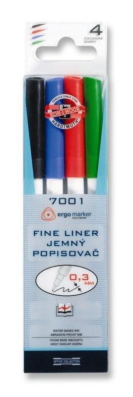 neuveden: Koh-i-noor popisovač jemný fine liner 7001 0,3mm/ 4ks