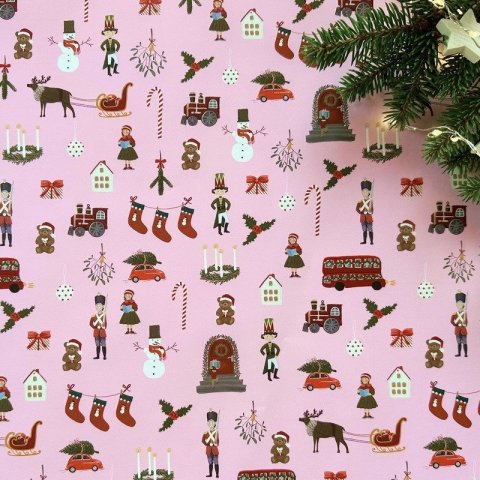 neuveden: Be Nice EKO Balicí papír vánoční - Anglická pohádka (růžový) 5 ks