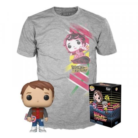 neuveden: Funko POP & Tee: Back to the Future - Marty w/Hoverboard (velikost S)