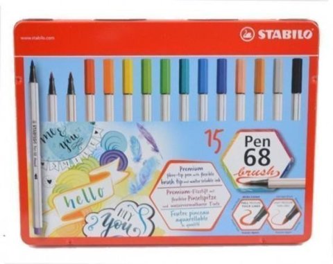 neuveden: Fixa STABILO Pen 68 brush sada 15 ks v kovovém pouzdru
