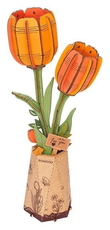 neuveden: 3D Dřevěná skládačka: Oranžový tulipán