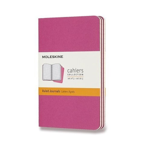 neuveden: Sešity Moleskine Cahier, S, linkované, 3 ks - tm. růžové