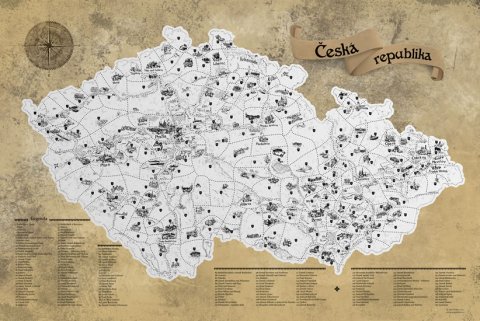 neuveden: Stírací mapa Česka – stříbrná Deluxe XL