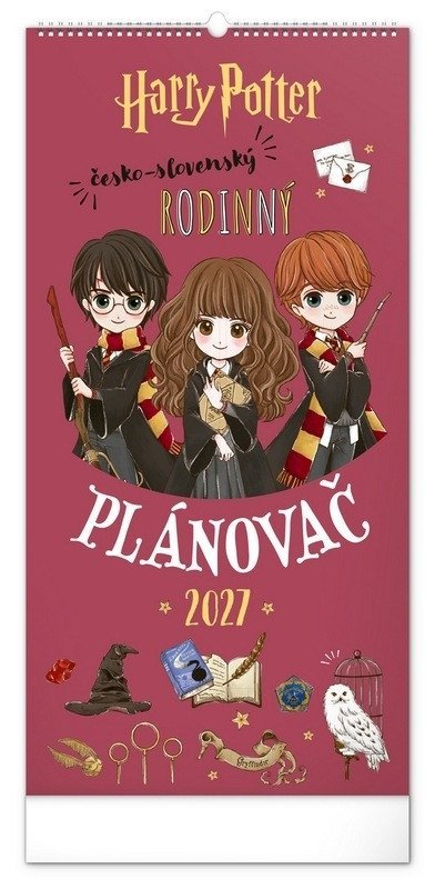 : Kalendář 2027 nástěnný: Rodinný, plánovací Harry Potter, 21 x 42 cm