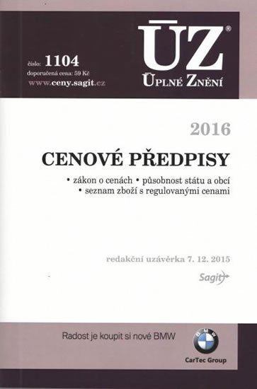 neuveden: ÚZ 1104 Cenové předpisy 2016