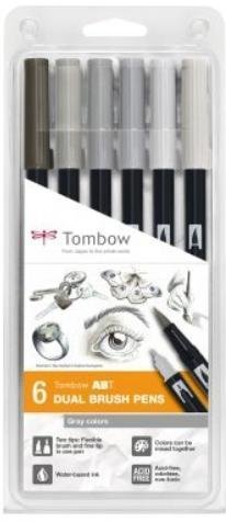 neuveden: Tombow Oboustranný štětcový fix ABT - Gray colors 6 ks