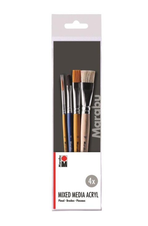 neuveden: Marabu sada štětců Mixed Media Acryl - 4ks