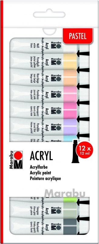 neuveden: Marabu Sada akrylových pastelových barev 12 x 12 ml