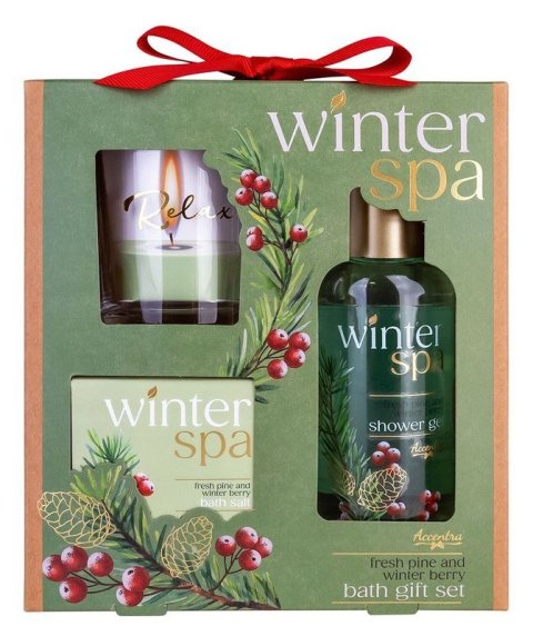 : Koupelová sada Winter Spa se skleněným svícnem Borovice & Zimní ovoce