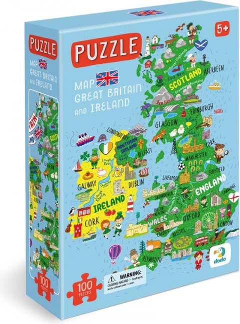 neuveden: Puzzle Mapa Velké Británie a Severního Irska 100 dílků