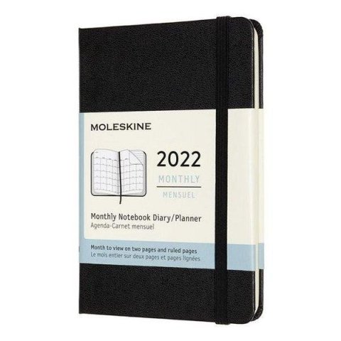 neuveden: Moleskine Měsíční diář 2022 černý S, tvrdý