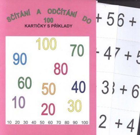 neuveden: Sčítání a odčítání do 100 (16 kartiček s příklady - 64 příkladů na sčítání 