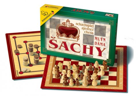 neuveden: Šachy, dáma, mlýn - společenská hra v krabici