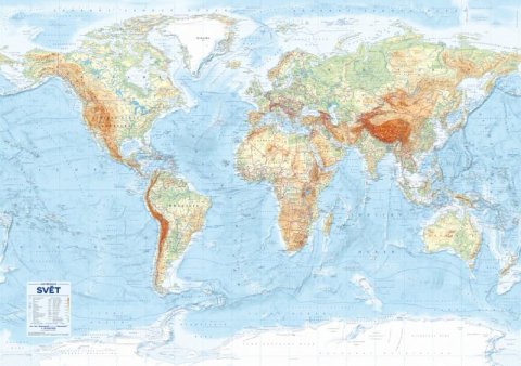 neuveden: Svět - nástěnná obecně zeměpisná mapa 1 : 21 000 000