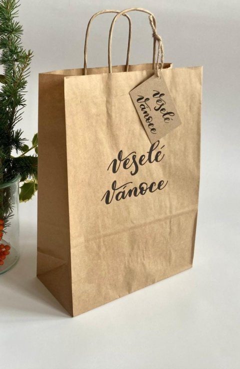 neuveden: Be Nice Dárková taška přírodní - Veselé Vánoce