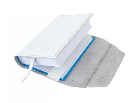 neuveden: Variabilní kožený obal na knihu se záložkou - kůže bílá vzorovaná