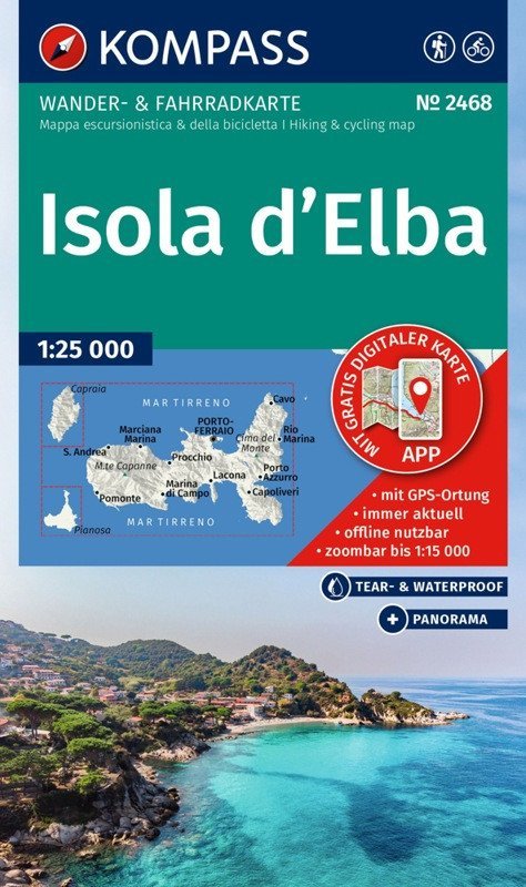 : Ostrov Elba 1:25 000 / turistická mapa KOMPASS 2468