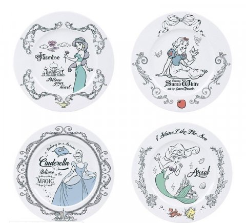 neuveden: Disney Princezny - Porcelánové talíře sada 4 ks