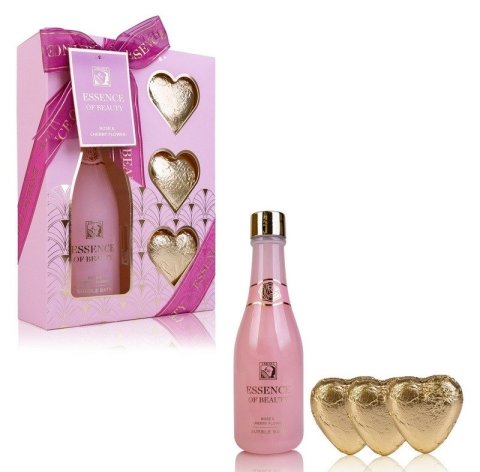-: Koupelnový set Essence of Beauty v růžovém dárkovém balení s pěnou do koupe