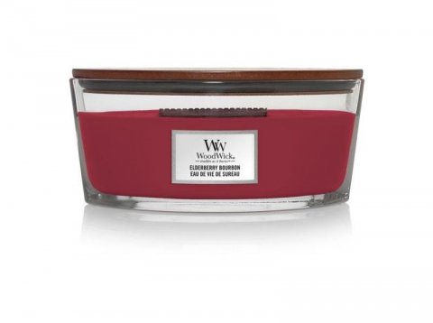 neuveden: WoodWick Elderberry Bourbon svíčka loď 453,6g